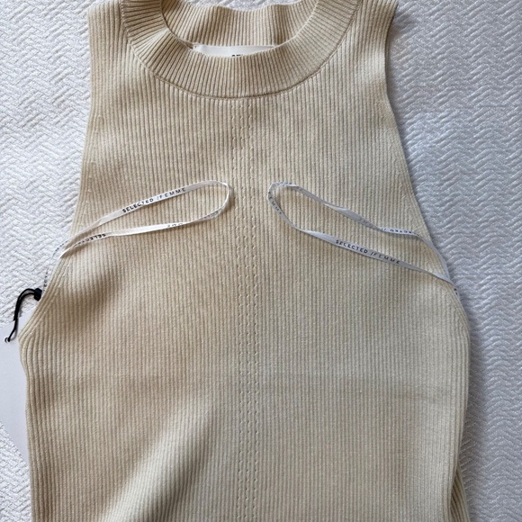NWT Selected Femme SLFSOLINA KNIT TOP NOOS Sleeveless top Size M Birch Cream - Picture 7 of 14